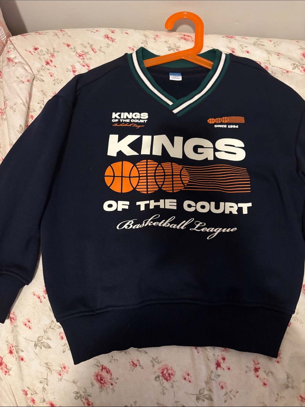 Kings of the Court Basketball Sweatshirt in Navy with Orange Graphics